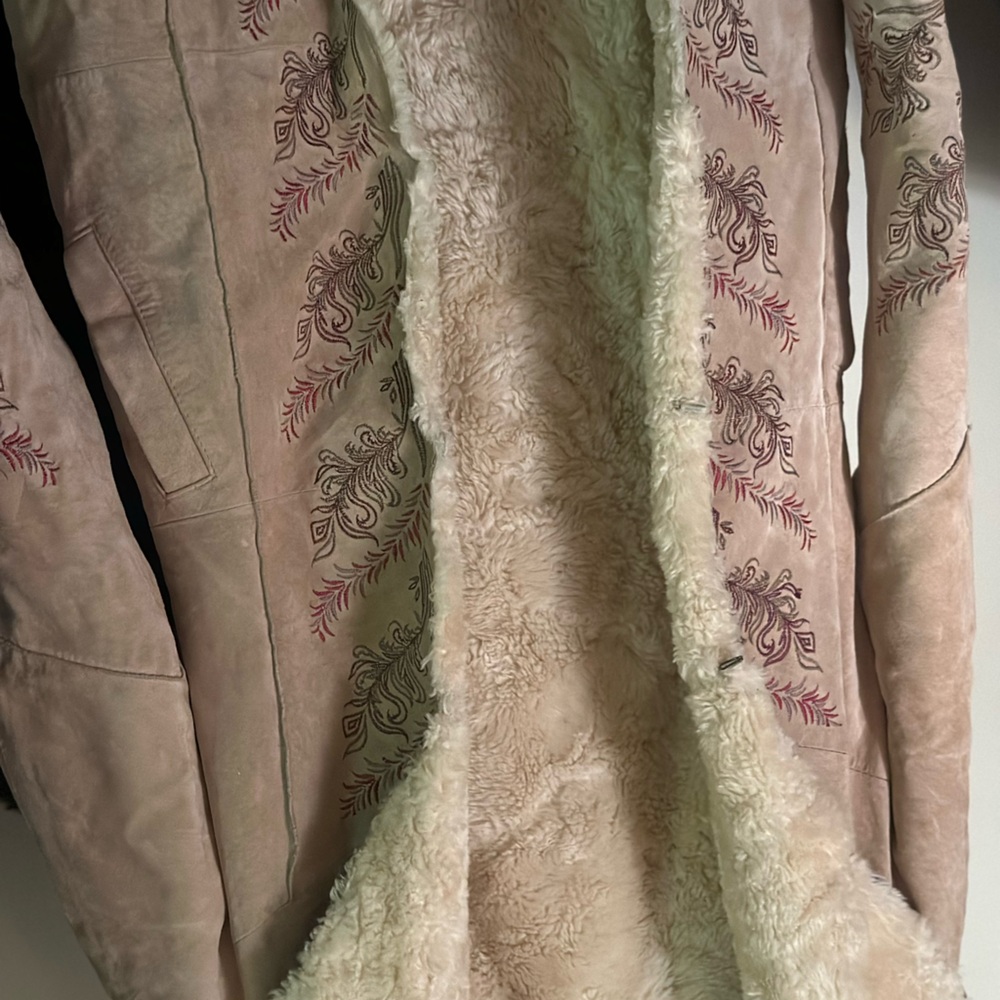 Express Blush Trench Coat with Embroidered Details